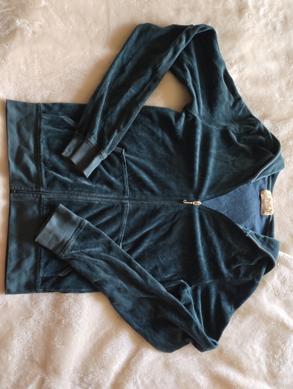 Women's Juicy Couture Teal Zip-Up Terry Cloth Hoodie Jacket